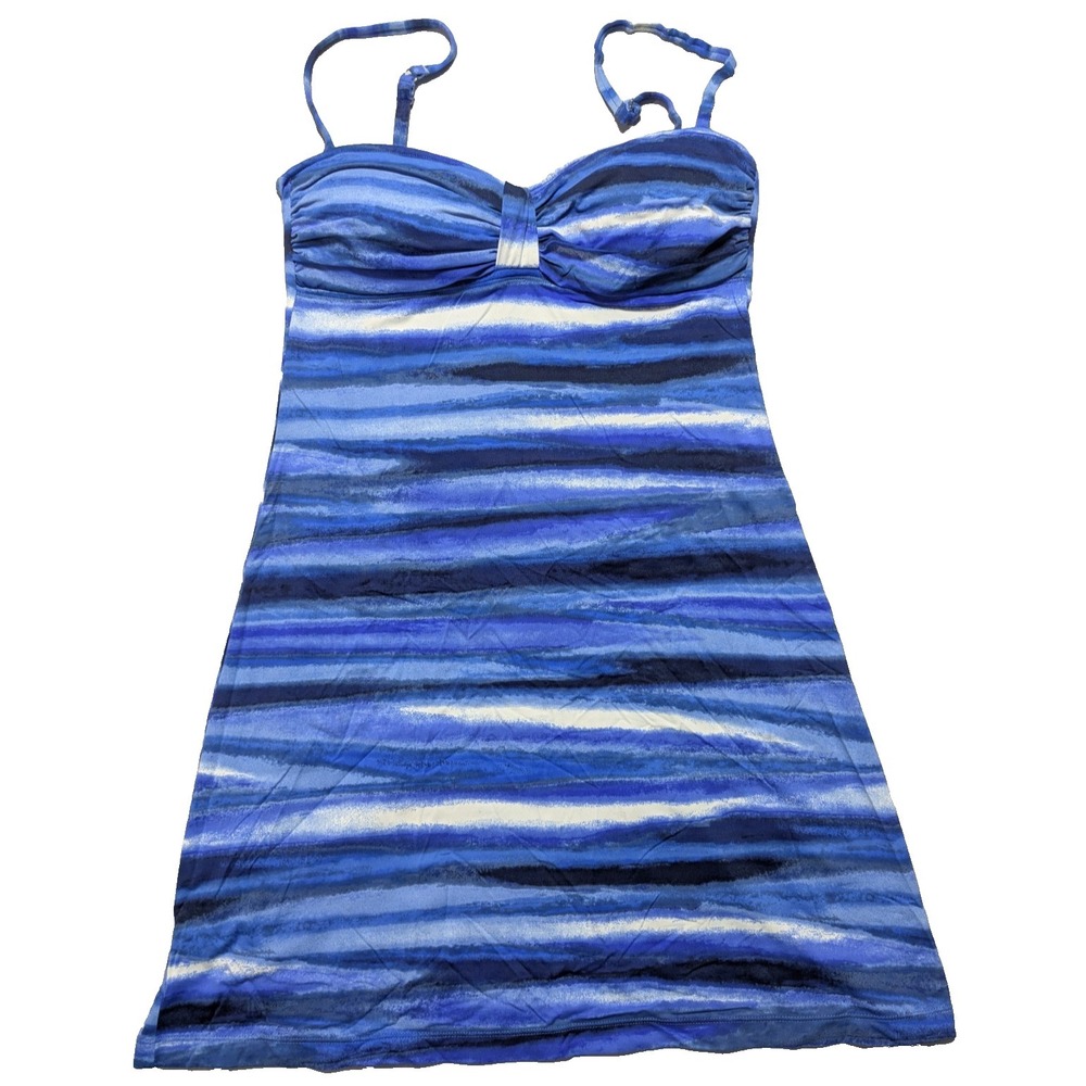 Tommy Bahama Tankini Nylon Stretch Blue Striped Swimsuit Top - Women Medium